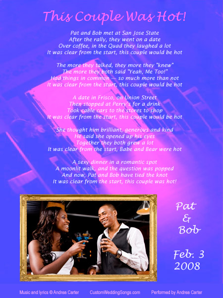 Sample first dance wedding song lyric sheet