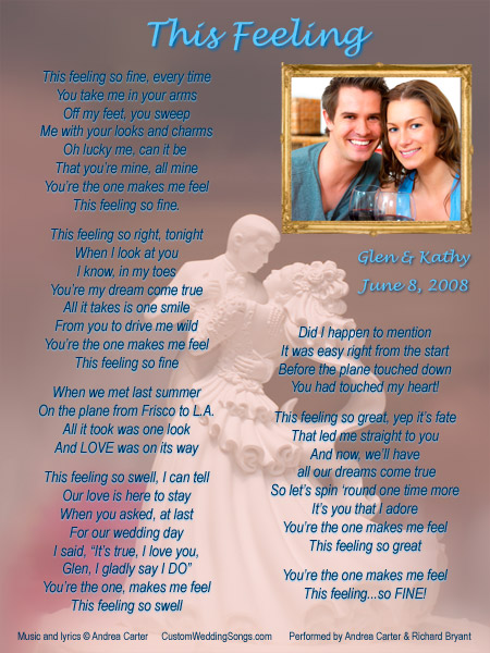 Sample first dance wedding song lyric sheet