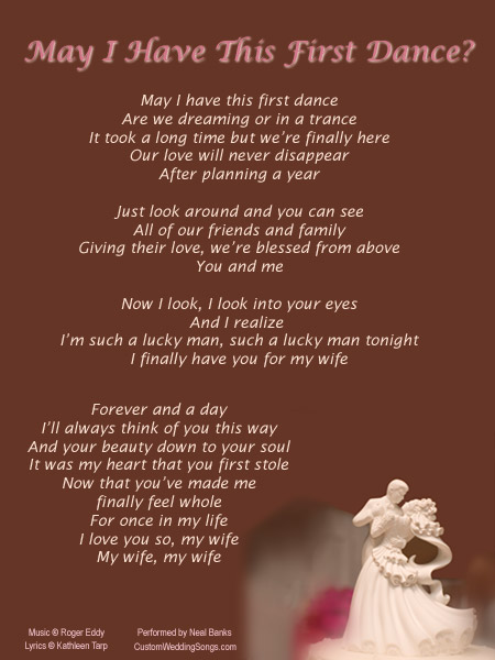 Wedding First Dance song  lyric sheet